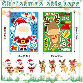 2023 Christmas Stickers for Kids - 24 Sheets DIY Santa Snowman Reindeer Merry Christmas Face Stickers, Make Your Own Christmas Stickers, Christmas Holiday Party Game Stickers, Party Favors for Kids