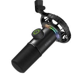Fifine USB Dynamic Microphone, RGB Gaming Mic for Podcast Recording on PC Laptop, Tap-to-Mute, Gain Control Knob, Headphone Jack, Shouck Mount, for Twitch, YouTube, Discord - K658