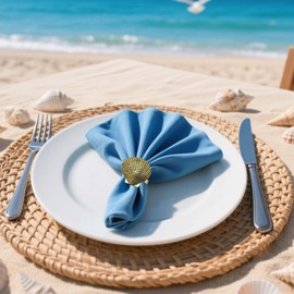 Servilleteros con temática oceánica, juego de 16 servilleteros náuticos costeros, estilo clásico, concha de ostra, mar, estrella de mar, langosta tortuga, servilleta marina para baby shower