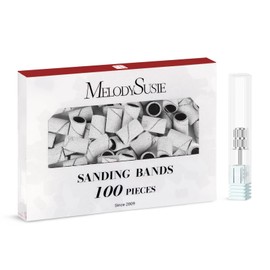 MelodySusie 100 Pcs Nail Drill Bits Sanding Bands for Nail Drill 150 Medium Grit Nail File Sanding Bands for Acrylic Nails Gel Manicures and Pedicure