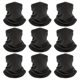 Cooling Neck Gaiter for Men Women Gator Face Mask Scart Cover Fishing Motorcycle Breathable Sun Protection Balaclava Bandana (All black, one size)