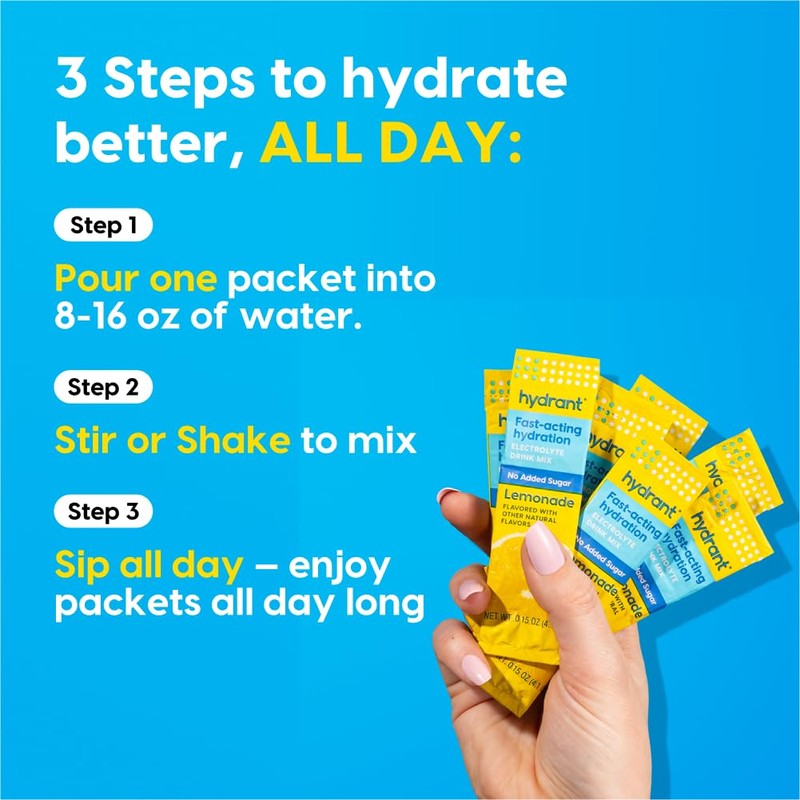 Hydrant - Hydration Powder, Lemonade Flavor, 8 Individual Sugar-Free Instant