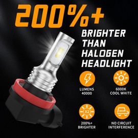 AUIMSOCO H11 LED LightBulb Bulbs DC9-32V 35W 5500LM 6000K Cool White 300%+ Brighter H8 H9