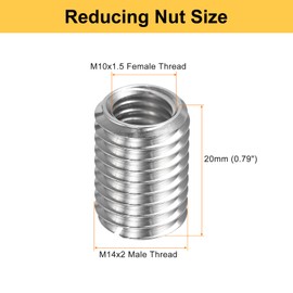 HARFINGTON 10pcs Thread Repair Inserts M14 x 2 Male to M10 x 1.5 Female Thread 20mm Long Stainless Steel Reducing Nuts Metric Self Tapping Sleeves Threaded Reducer Industrial Fasteners