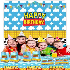 Eleventheart 20 Pcs Cartoon Story Birthday Decorations Blue Sky White Cloud Toy Theme Gift Bags for Boys and Girls kid party Supplies