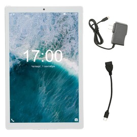 10 Inch Tablet 3 and 64G Memory 6000mAh Battery Octa Core 128GB Expand Tablet with 3G Network and WIFI for Android 11 Silver US Plug