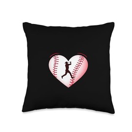 Baseball Heart Silhouette Throw Pillow