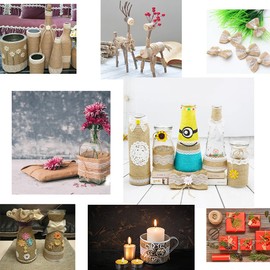 10 m Jute Ribbon with Lace + 13 m Lace Ribbon White Vintage + 50 m Jute Cord, Natural Jute Ribbons, Lace Border Decorative Ribbon Roll for Gift Wrapping, Wedding, DIY, Crafts, Home Decoration (15