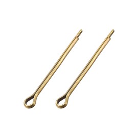 sourcing map Split Cotter Pin - 3mm x 40mm (1/8 inch x 1 37/64 inch) Solid Brass 2-Prongs Gold Tone Fastener Clip Key 2Pcs