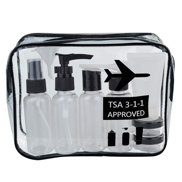 Wobe Travel Bottles and TSA Approved Toiletry Bag, Clear Quart