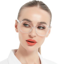 MARE AZZURO Large Reading Glasses 1.5 Women, Transparent Big Readers 150, Clear Frame Reading Glasses 1.00 1.25 1.50 1.75 2.00 2.25 2.50 2.75 3.00 3.50