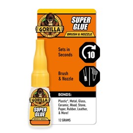 Gorilla Super Glue con aplicador de cepillo para polvo y boquilla, 12 gramos, transparente, (paquete de 1)