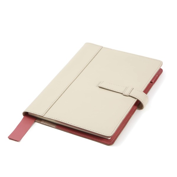 Lightex Notebook Cover, A5 Size, Almost Daily Use, Cousin Compatible, Genuine Cow Leather, Bi-Color, Notebook Cover, cv-monoleather, Beige