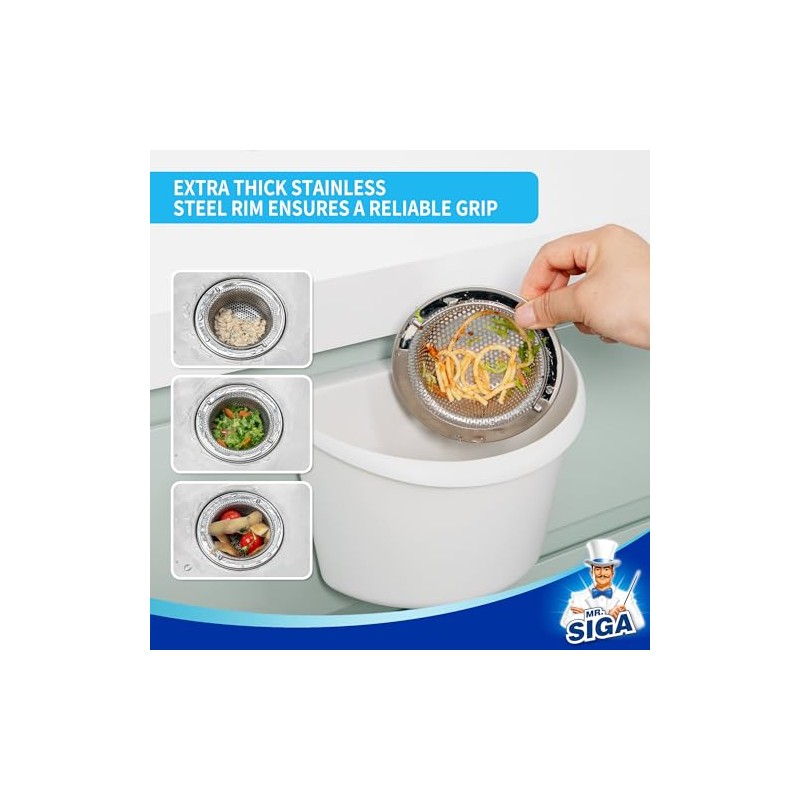 MR.SIGA Kitchen Sink Strainer, Stainless Steel Sink Drain Strainer, Dishwasher