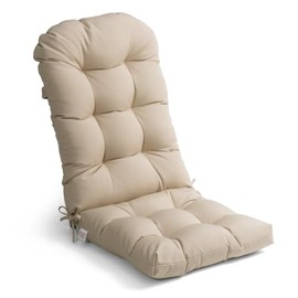 Classic Tufted High Back Indoor Outdoor Patio Chair Cushion 1 PC Comfort Thickened Filling | All Weather Beige Tan Taupe Color Rocking Adirondack Chair UV Stain Water Proof 19.7" W X 29.9" H