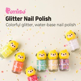 Puttisu Glitter Pang Pang Nail Polish High-Gloss Sticker Type Water-Based, Peelable, Non-Toxic (G03 Lemonade)