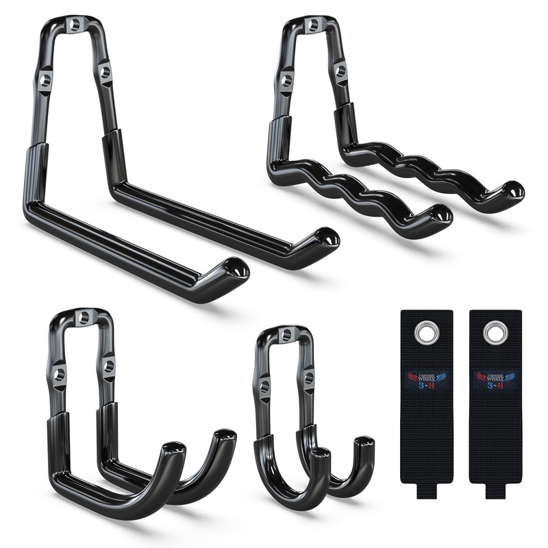3-H Super Heavy Duty Garage Hooks 6 Pack, One-Piece Construction