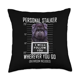 Funny Affenpinscher Dog Owner Shirts & Gifts Personal Stalker Dog Affenpinscher I Will Follow You Mugshot Throw Pillow, 18x18, Multicolor