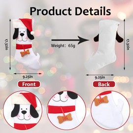 Hying Large Christmas Stockings Xmas Santa Dog Stockings Winter Stocking Decorations White Velvet Stockings for Home Hanging Ornaments Christmas Party Favor