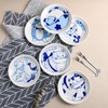 Bicuzat Blue and White Porcelain Vintage Cats Pattern Dessert Plates,