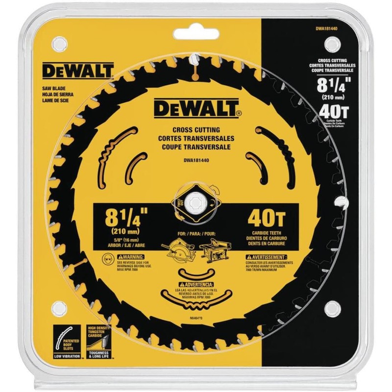 DEWALT Circular Saw Blade, 8 1/4 Inch, 40 Tooth, Cross