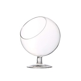 WGV Planter Terrarium with Stand, Ball Diameter 6" Height 7", Clear Glass Floral Container Vase, DIY Succulents Outdoor Garden Home Office Decor Slant Cut Orb, 1 Piece