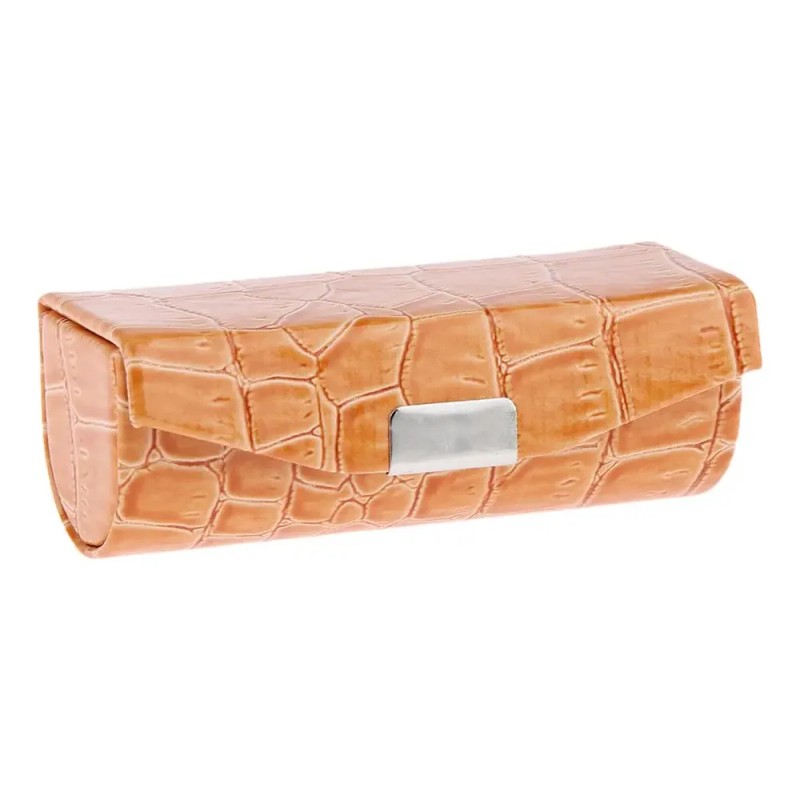 Estuche De Lápiz Labial Verde Grisáceo Y Marrón Y Naranja