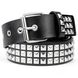 Rierousy Y2K Women's Black Punk Belt Rivet Belt Suitable for Women and Men Gothic Clothing Accessories