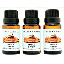 Crazy Candles Maple Syrup 3 Bottles 1/2 Fl Oz Each (15ml) Premium Grade Scented Fragrance Oil