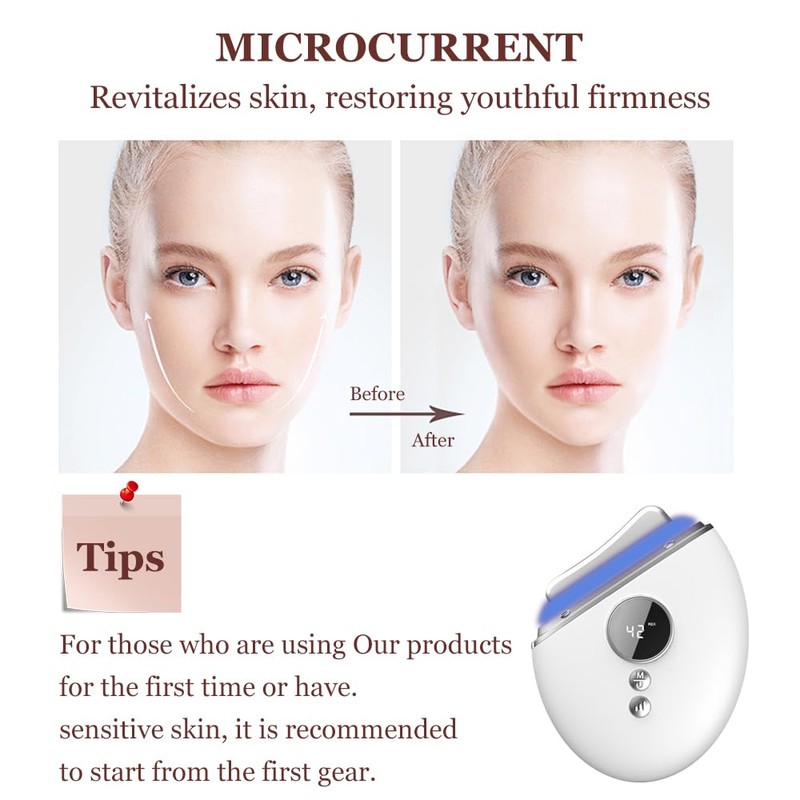 Horuili® Gesichtsmassagegerät, Gesichtsschaber, Gua Sha Elektrisch mit Vibration & Wärme,