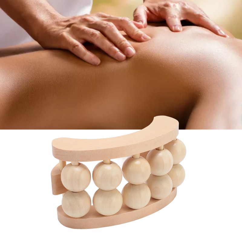 Wooden Massage Ball Roller with 10 Beads Deep Tissue Relief