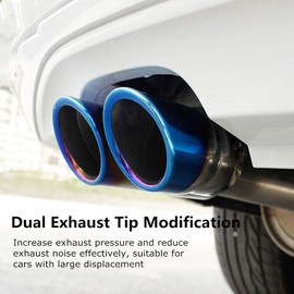 RYANSTAR Dual Exhaust Tip Exhaust Pipe Trim compatible with 1.5L-2.0L car,2.5" Stainless Steel Muffler Tail Universal Double Outlets End Pipe Blue