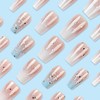 24Pcs Glitter Press on Nails Medium Coffin Fake Nails Gradient