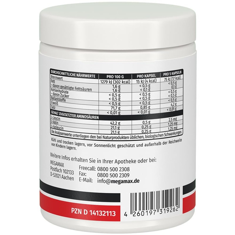 Megamax BCAA 1000 mg dietary supplement with BCAA PZN 14132113