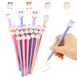 VAIOZXE 20 Pieces Cartoon Hamster Pens Kawaii Animal Hamster Black Gel Ink Pens Fun Animal Novelty Pens for Student Kids Gifts Home School Office Suppliess