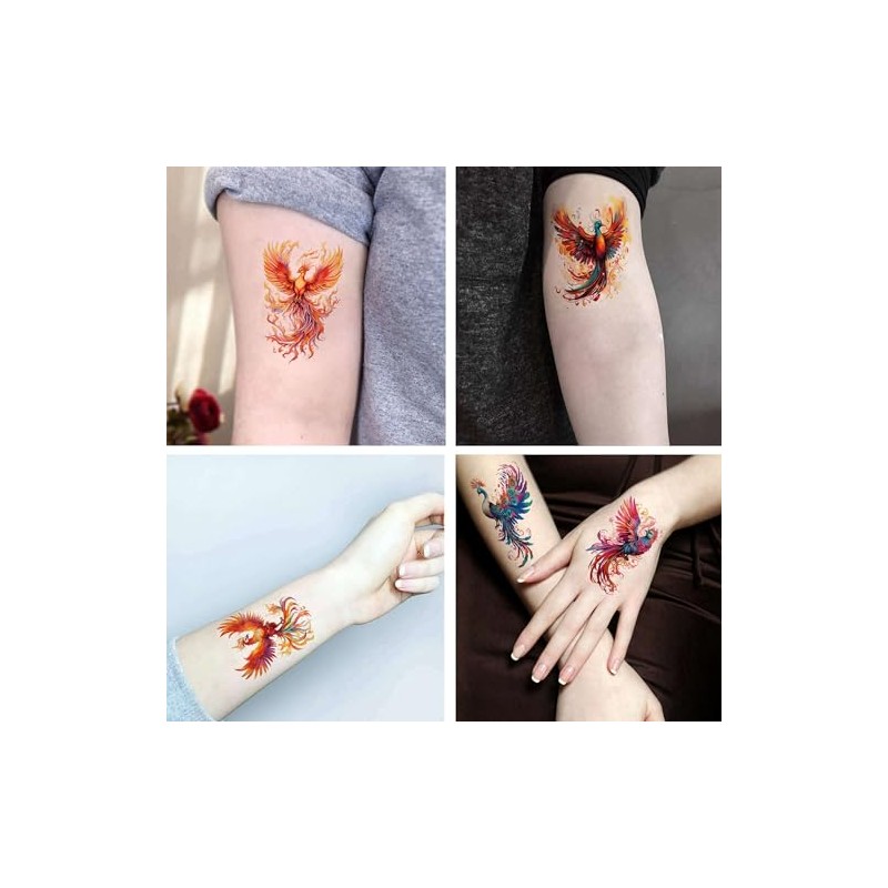Dopetattoo 6 Sheets Temporary Fake Tattoos for Men Adults Phoenix