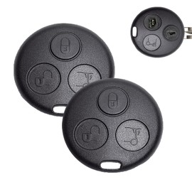 Pack of 2 Car Key Housing with 3 Buttons Remote Control Compatible, Smart Key Case for Smart Fortwo 450 MC01 Roadster Cabrio Coupe 98-07 Key Housing Car Key Remote Key Replacement