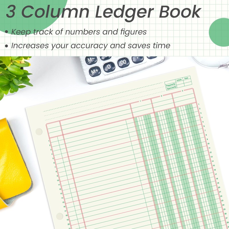 gisgfim 100 Sheets Columnar Analysis Pad, 3 Column Ledger, 3