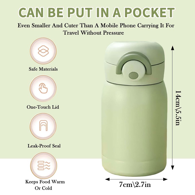 DDUP Small Water Bottle 350ml, Mini Lightweight Flask for Hot