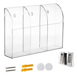 Remote Control Holder, Acrylic Wall Mounted Remote Control Holder Organizer Box, Storage Caddy Container Pencil Holder, Office Supplies Accessories, for Air Conditioner, TV boxe (3 Compartments)