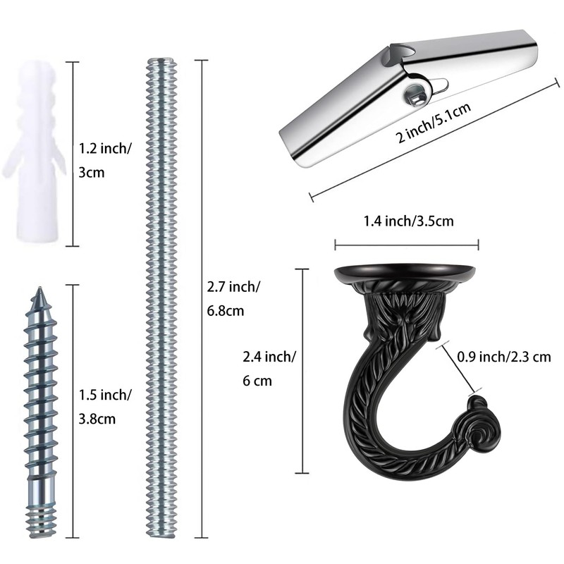 OBSTKUCHEN 2 Sets Large Swag Ceiling Hooks Heavy Duty Swag