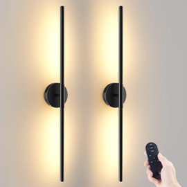 JOFIOS Battery Operated Wall Sconces Set of 2, 360°Rotation Wireless Rechargeable Wall Lights: Dimmable Detachable Wall Lamp with Remote Control, 3000K-6000K Infinite Dimming Wall Sconce 27.6 Inch