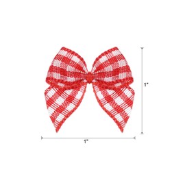 sourcing map 80Pcs Mini Gingham Ribbon Bow 1" Checkered Fabric Satin Ribbon Bows for Craft DIY Hair Bow Sewing Wedding Birthday Party Gift Red and White