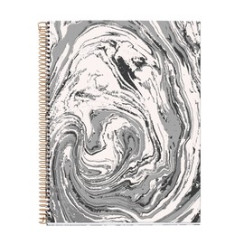 Miquelrius - A4 Notebook - 4 Colour Stripes - Horizontal Ruled 7mm - 120 Sheets - Spiral - Black or White Collection - Marble