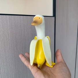 Garden Decor,Creative Art-Banana Duck Statue,Resin Peeled Yellow White Banana Duck Statue for Indoor Outdoor Garden Yard Lawn Home Office Decorations