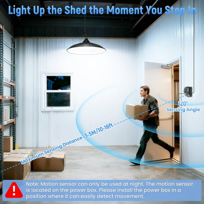 APILAB Solar Shed Light Indoor Outdoor, 2000LM Motion Sensor Pendant