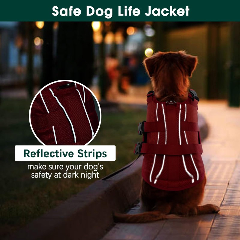 Kuoser Dog Life Jacket High Flotation, Reflective Dogs Life Vest