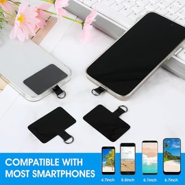 WKRTDY Set of 4 Universal Phone Security Straps with D Buckle, Replacement PVC Lanyard Patches in Black, Suitable for Drop Protection and Compatible with Most Smartphones