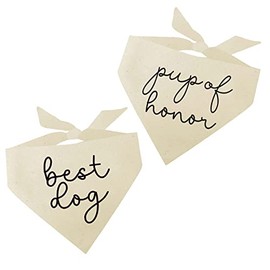 Best Dog and Pup of Honor Dog Bandana (Natural, OS 952/969-2Pack)