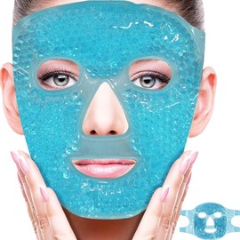 Máscara de Hielo, Máscara de Gel Frio Adecuadas para Ojos Hinchados/Ojeras/Migraña/Alivio del Estrés, Antifaz para Dormir Fria y Caliente con Respaldo de Felpa Suave, Regalo de San Valentín(Azul)